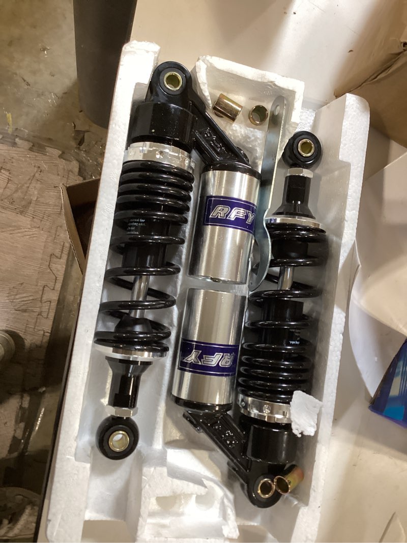 Condition photo showing Good Condition for 11 inch 280mm pair motorcycle shock absorber rear suspension universal compatible for honda suzuki yamaha kawasaki atv go kart quad dirt sport bikes (black silver)