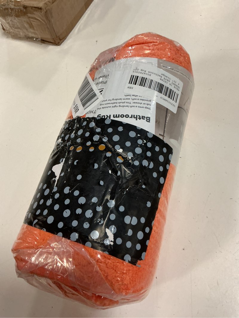 Condition photo showing New/Like New for granny says bathroom rugs non slip, 20" x 32", bath rugs for bathroom washable, bath mats for floor, microfiber bath mat for tub, absorbent bath rugs for shower room, orange orange 1'8" x 2'8" (20" x 32")