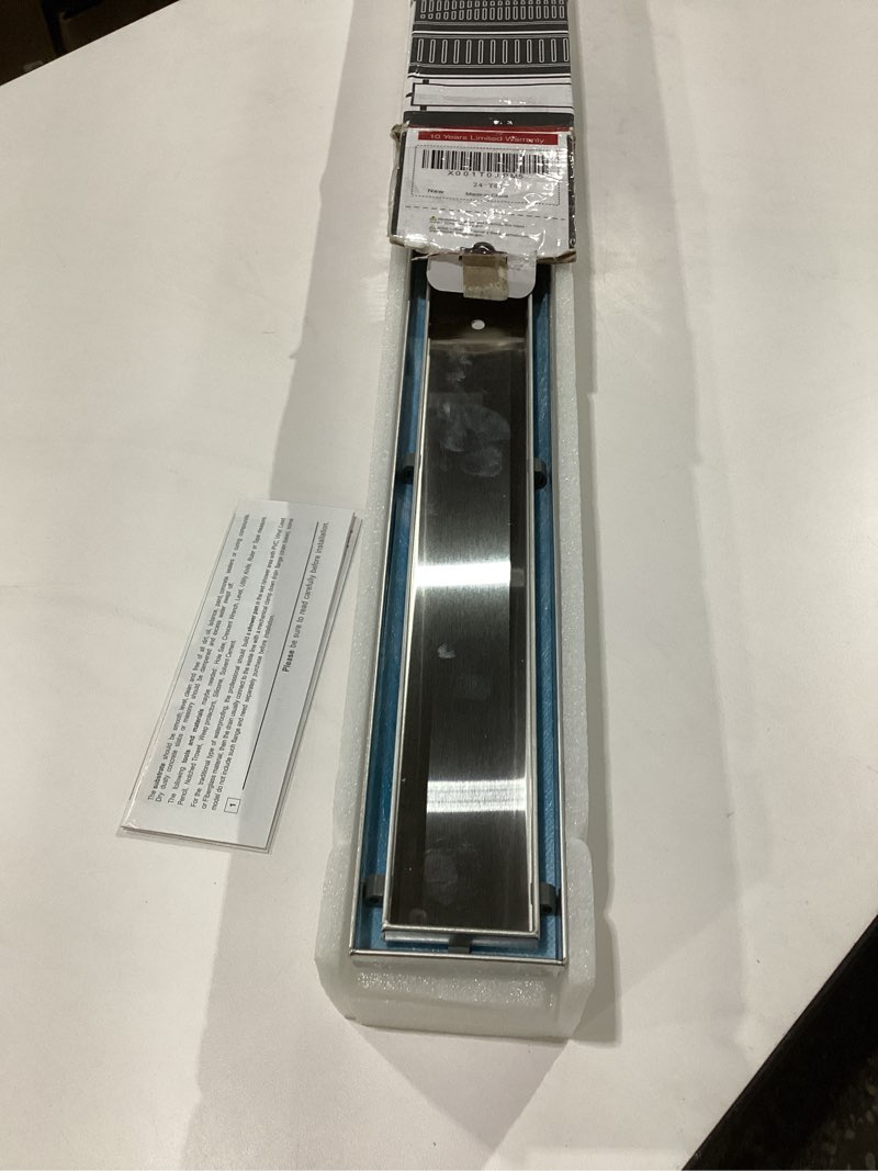 Condition photo showing New/Like New for Neodrain 24-Inch Linear Shower Drain with Tile Insert Grate,Brushed 304 Stainless Steel Rectangle Shower Floor Drain, Linear Drain with Leveling Feet, Hair Strainer Brushed 24 IN