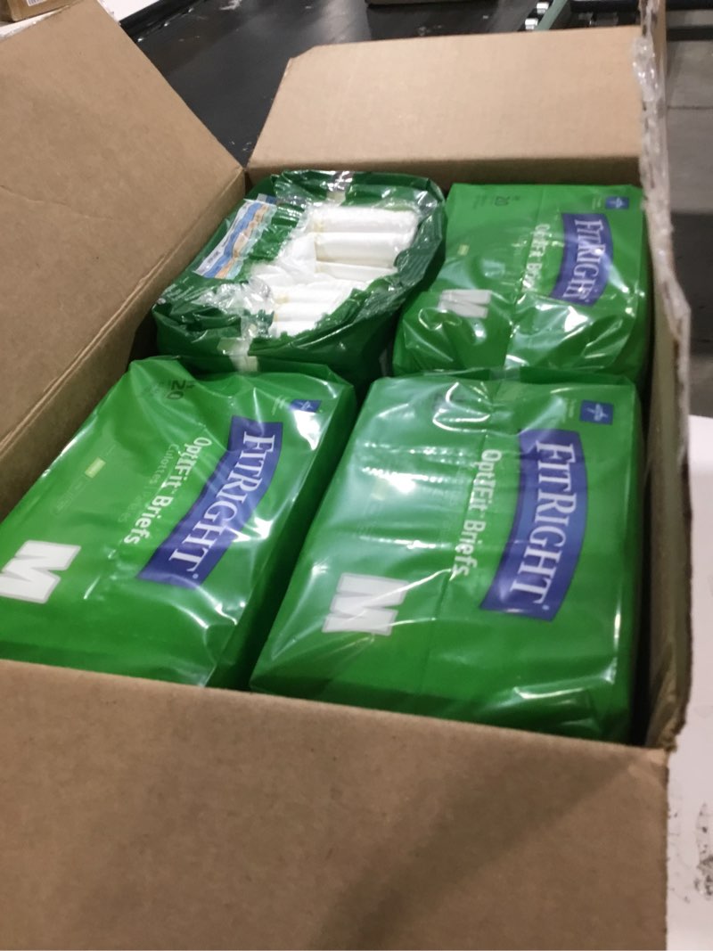 Condition photo showing Good Condition for FitRight Adult Diapers, Extra+ Heavy Absorbency, M (Waist Size 32in-44in), 80 Count, OptiFit Incontinence Briefs for Men and Women, Disposable, Moisture-Wicking, Leak Protection, 80 Count Medium
