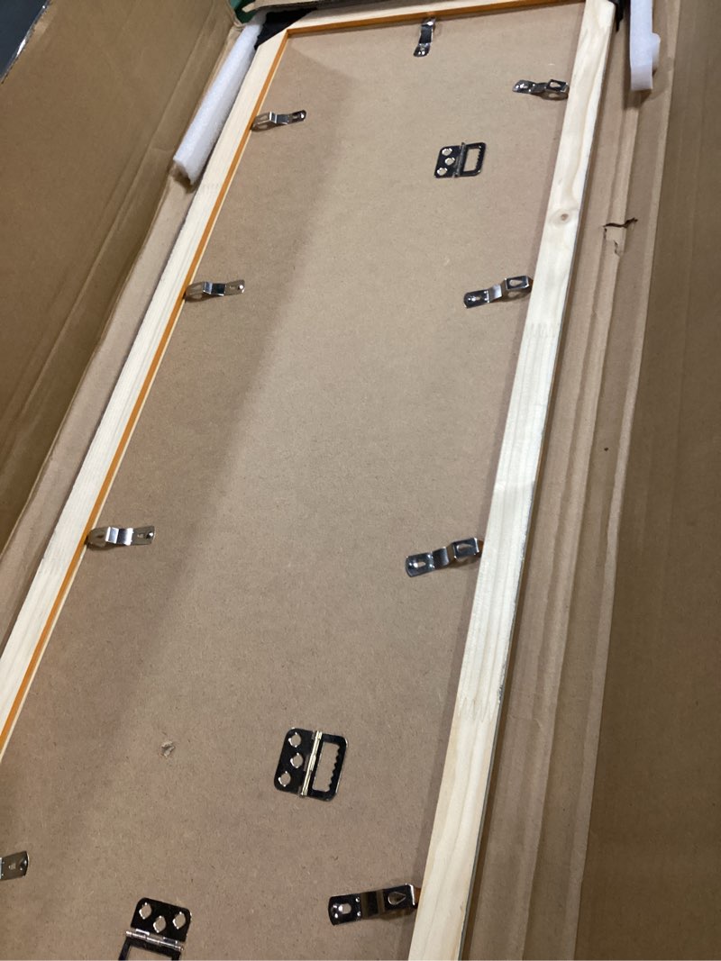 Condition photo showing Good Condition for Wood 10x30 Frame Gold, Ornate Natural 30x10in Poster Picture Frame, Modern Golden 10 x 30inch Gallery Wall Photo Frame with HD Plexiglass, Horizontal Vertical Wall Mounting Display 1pcs Gold 10x30
