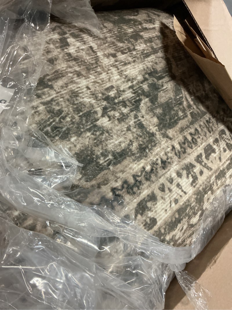 Condition photo showing As Is for Lessymo 5x7 Area Rugs for Living Room, Machine Washable Non Slip Rug, Soft Low Pile Carpet for Bedroom Dining Home Office, Vintage Brown Distressed Floral Floor Mat Brown 28 5' x 7' (Rectangular)