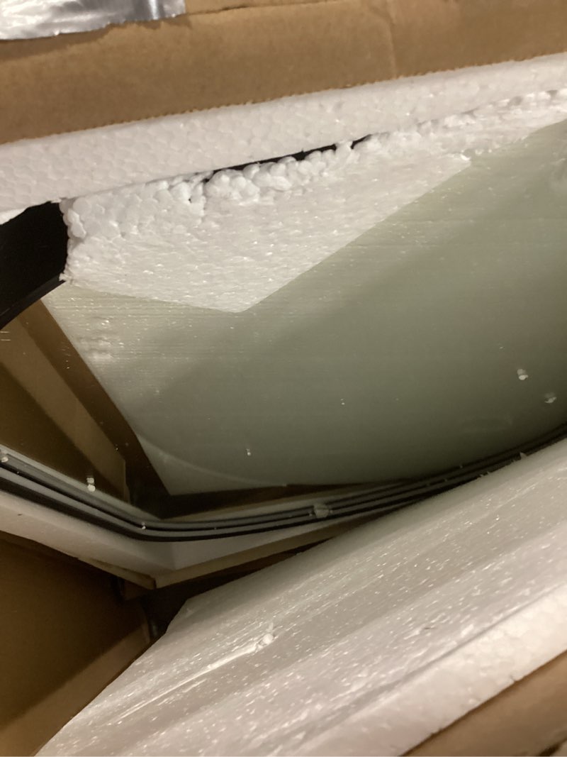 Condition photo showing Good Condition for 32" x 20" frameless mirror wall mirror, modern oval bathroom mirror with polished edge, hang horizontally or vertically, for bedroom bathroom livingroom gym entryway and more 32"l x 20"w