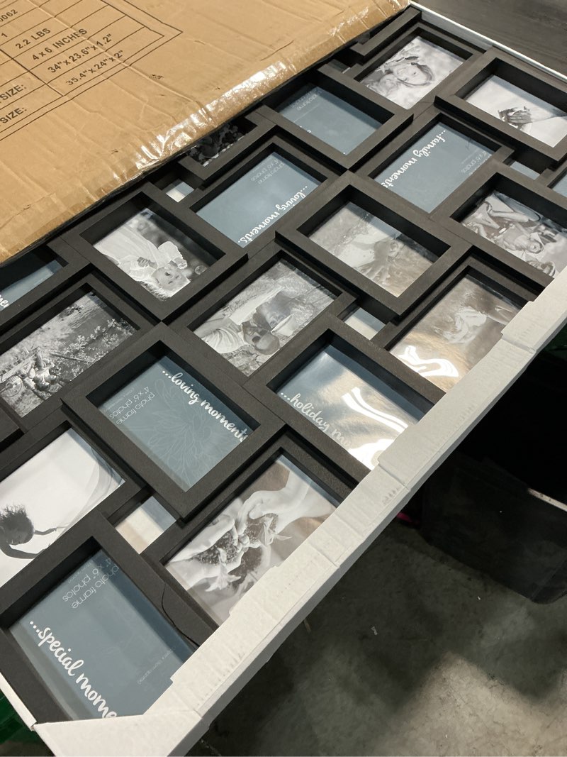 Condition photo showing New/Like New for HELLO LAURA 4×6 Collage Picture Frames,24 Opening Photo Collage Frame for Wall Decor,Multi Family Photo for Gallery Decor, Hanging Display - Black