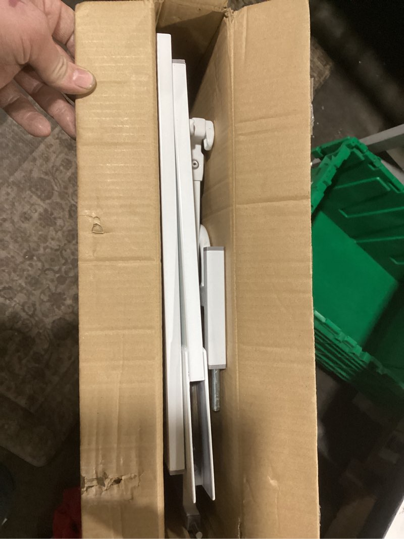 Condition photo showing As Is for Regalo Safety 36" Extra Tall Baby Gate for Doorways & Bottom of Stairs, Pressure Mount, Toddlers & Pets, 6-24 Months, Tested & Safe for 30 Years, American Designed, American Owned White 29-36.5"W x 36"H