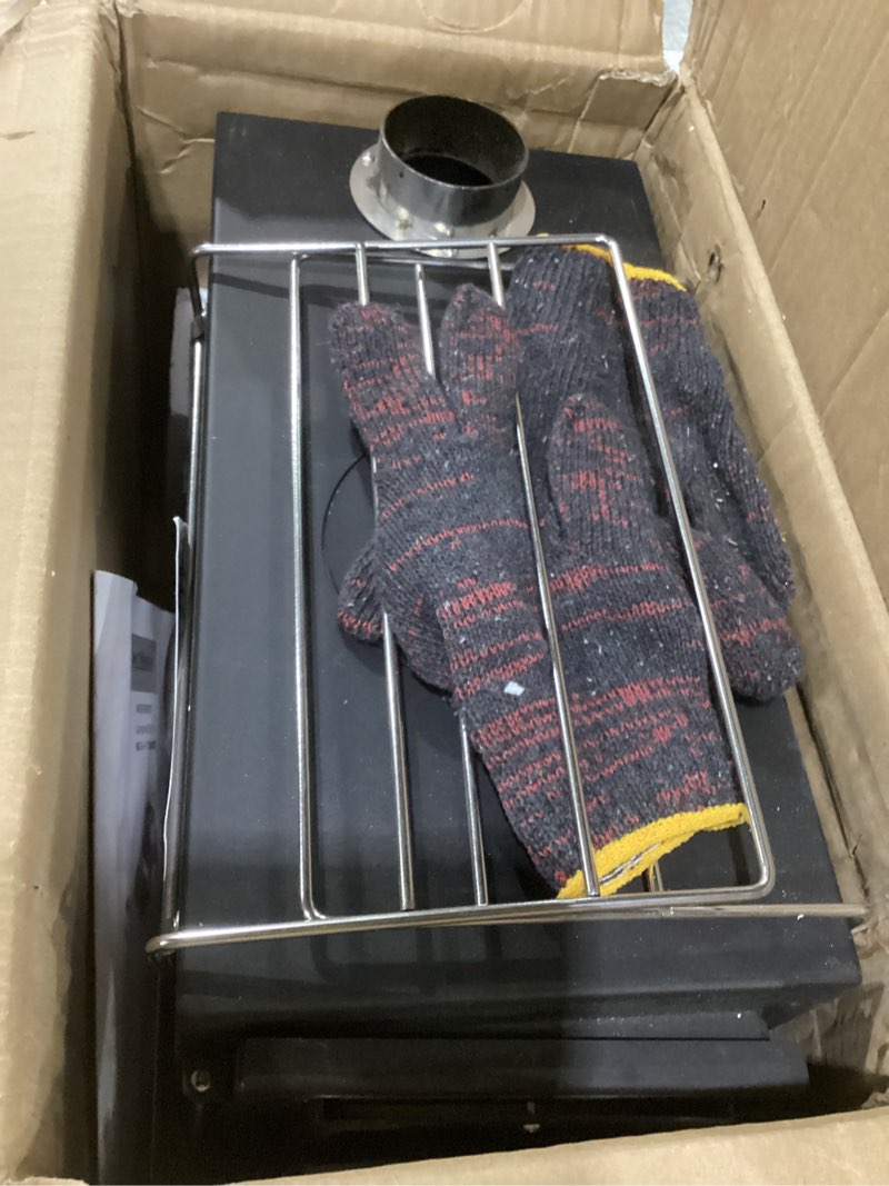 Condition photo showing As Is for similar to item hot tent stove,avoforest wood burning stove,small wood stove with 7/6 stainless chimney pipes for outdoor heating & cooking, ice fishing, hunting, attachmenti