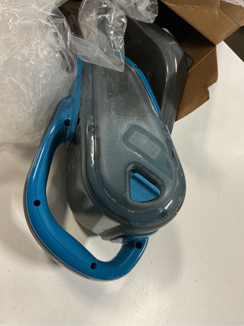Condition photo showing As Is for black+decker dustbuster advancedclean handheld vacuum cordless, compact home and car vacuum with crevice tool ,rotating nozzle and charging station, large dust bowl (chv1410l)