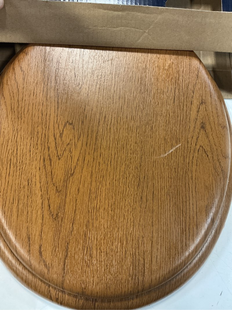Condition photo showing Good Condition for project source wood oak veneer round toilet seat