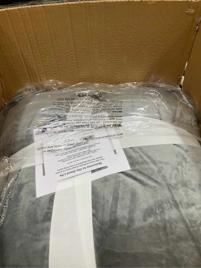 Condition photo showing As Is for ugg coco 2-pack decorative pillows - soft & plush throw pillow inserts with throw pillow covers - perfect for sofa, bed, living room decor or home decor, 20" x 20", seal gray
