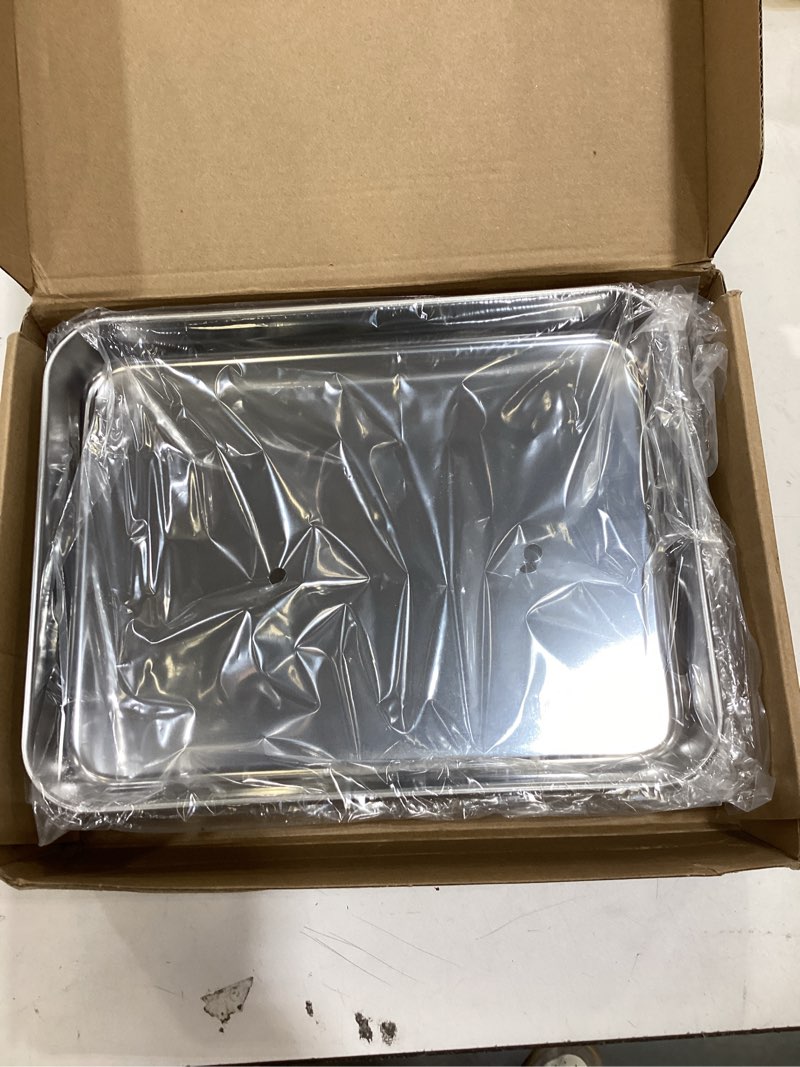 Condition photo showing New/Like New for Zopeal 12 Pieces Baking Sheet Pan Cookie Sheet Set for Oven Stainless Steel Trays Nonstick Small Serving Tray Cake Toaster Metal Food Trays, Oven and Dishwasher Safe(10 x 8 x 1 Inch)