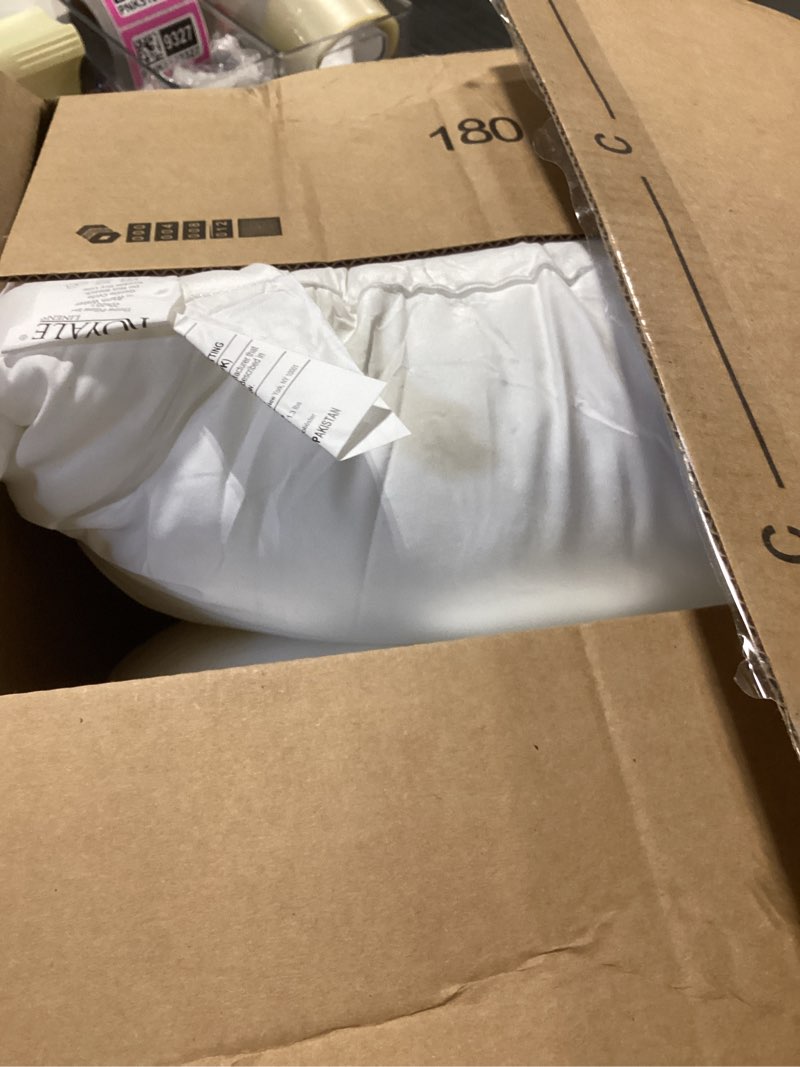Condition photo showing As Is for royale linens 20 x 20 pillow insert - down alternative throw pillows insert - square pillow pack of 2 white - bed & couch pillows - inner cushion for bed, cushion for living room - shams stuffer white - pack of 2 20x20 inch