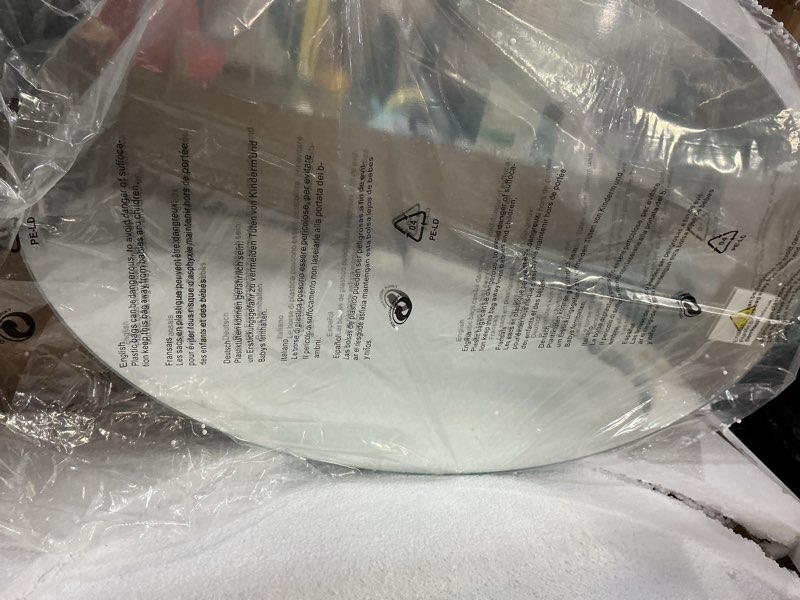 Condition photo showing Good Condition for Frameless Wall Oval Bathroom Mirror, 24"x18" Wall Mirror15mm Beveled Edge, Shatterproof Tempered Glass, Farmhouse Bathroom Mirrors for Over Sink, Bedroom, Entryway (Horizontal or Vertical) 24"L x 18"W