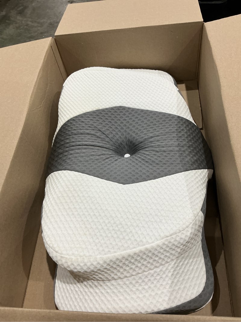 Condition photo showing Good Condition for aligncore cervical neck pillow - ergonomic firm memory foam bed pillows for sleeping, neck pillows for pain relief, back and side sleeper pillow combo-white and dark gray