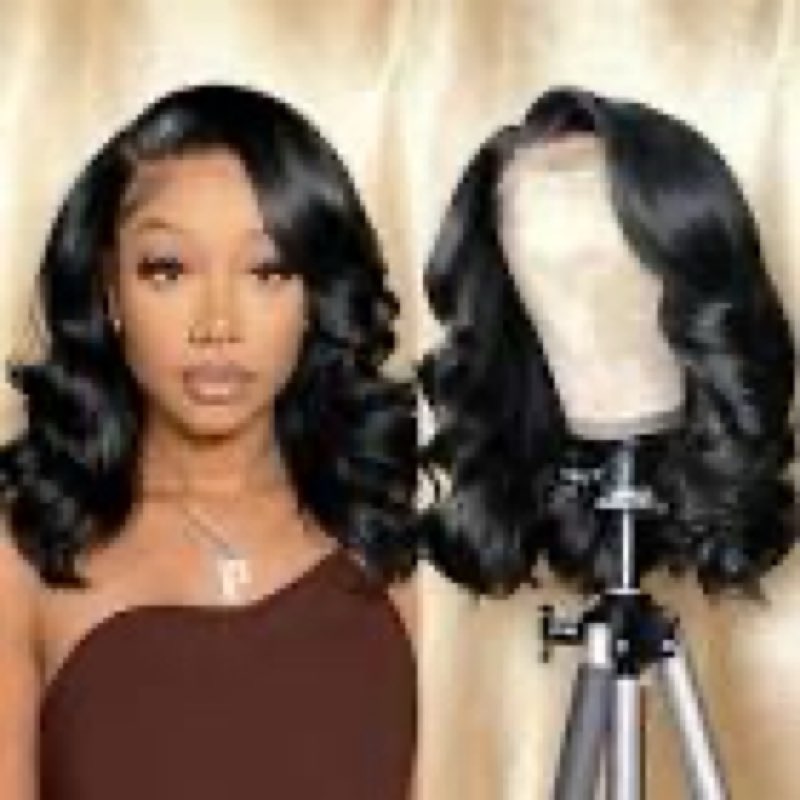bob wig human hair 13x4 lace front wigs human hair pre plucked body wave 180% density 14 inch hd lace frontal short glueless wigs for women (14 inch, natural black) 14 inch 13x4 body wave