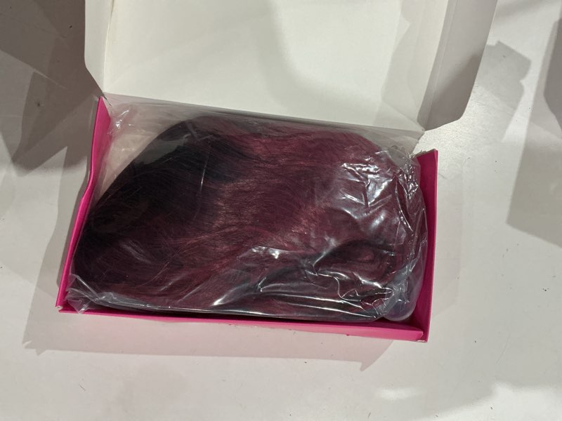 Condition photo showing New/Like New for vckovcko ombre color natural wavy bob wig with air bangs short bob wigs women's shoulder length wigs black to pink purple curly wavy synthetic cosplay for girl colorful wigs(12",black to winered) black-red