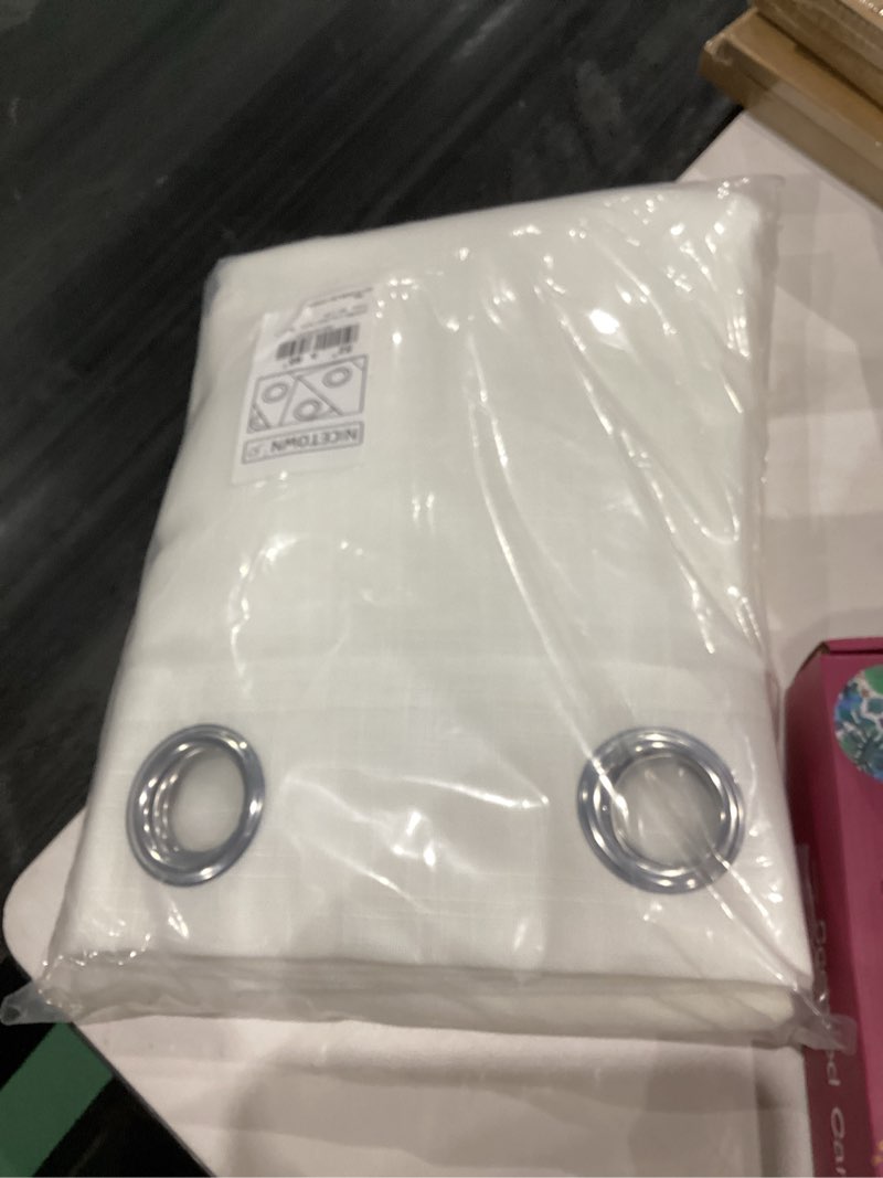 Condition photo showing As Is for NICETOWN Linen Sheer Curtains 95 inch Length for Living Room, Soft Grommet Top Semi Sheer Window Treatment Privacy Curtain Sets for Bedroom/Patio Glass Door, White, 2 Pieces, W52 x L95 White 52"W x 95"L (Pack of 2)
