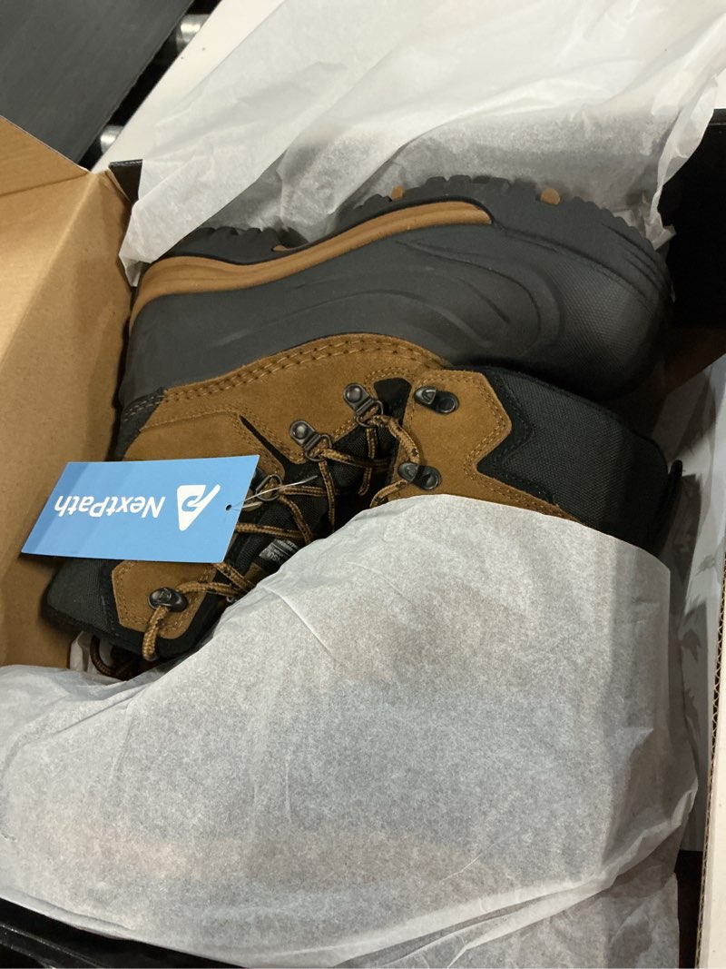 Condition photo showing New/Like New for men's snow boots winter boots for men 8 inch waterproof insulated winter work boots for men snow hiking boots black 7