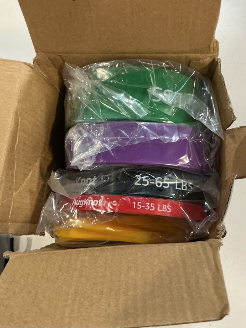 Condition photo showing Good Condition for augknot resistance bands for working out: 5-levels exercise bands set - pull up assistance elastic silicone - physical therapy/training/stretching- home gym for women and men