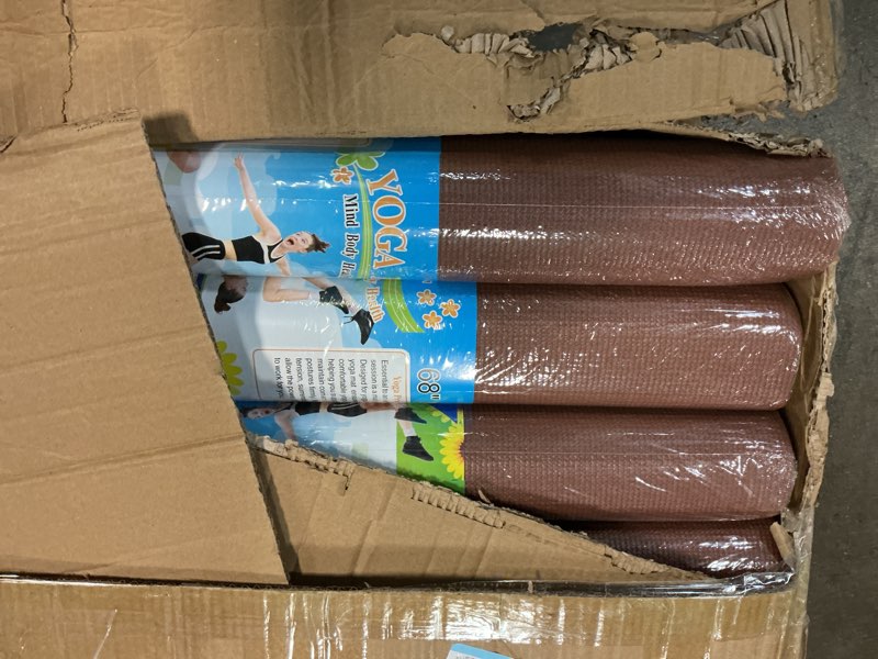 Condition photo showing Good Condition for funtery 24 pcs 3 mm thick yoga mat bulk, 68.11" x 24.02" exercise workout mat non slip fitness yoga pad for women kids gym pilates home schools, non toxic sturdy and easy to clean brown