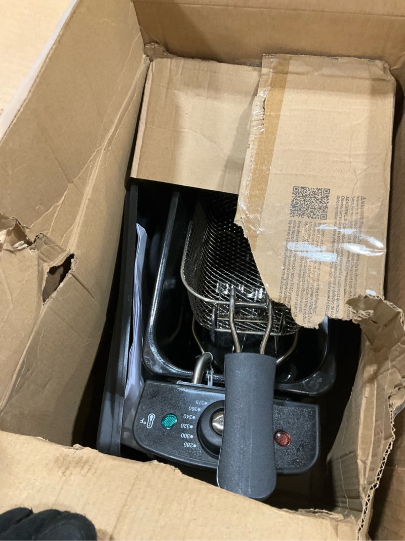 Condition photo showing As Is for Elite Gourmet EDF2100 Electric Immersion Deep Fryer Removable Basket Adjustable Temperature, Lid with Viewing Window and Odor Free Filter, 2 Quart / 8.2 cup