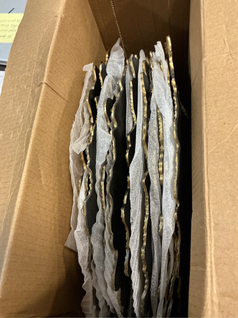 Condition photo showing As Is for 20pcs clear and gold charger plates bulk 13inch plastic chargers for dinner plate disposable charger plates table chargers for wedding,afternoon tea,spring,mother's day,valentine's day,easter,business 20pcs gold irregular