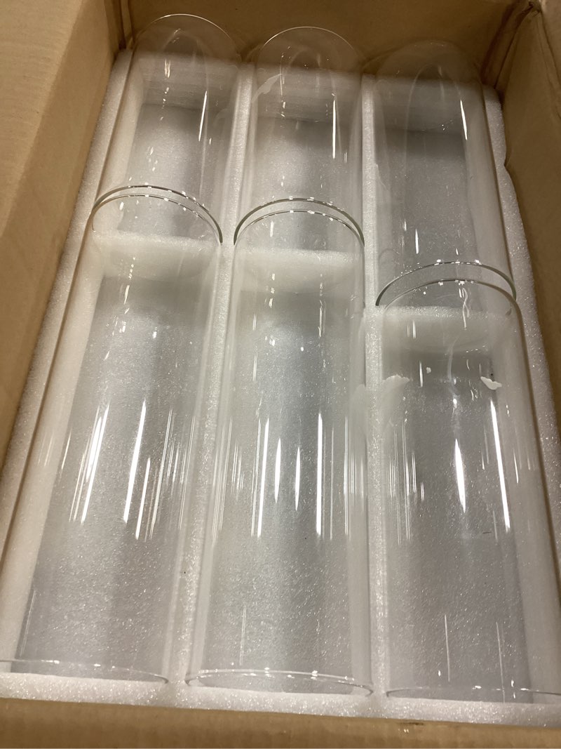 Condition photo showing As Is for Sawysine 12 Pcs Glass Cylinder Vases 2.5''/2.95''/3.9'' Diameter Clear Flowers Vase Hurricane Floati