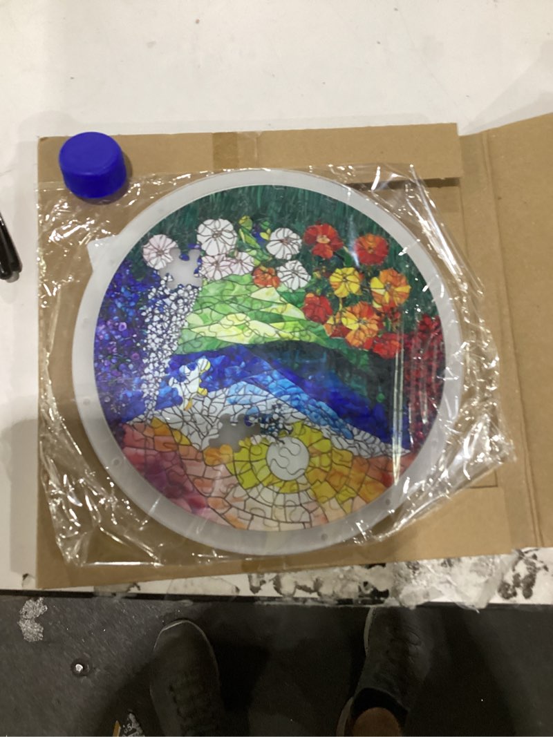 Condition photo showing New/Like New for acrylic suncatcher puzzle, dawn blossom sea-7.4 in | diy suncatcher puzzle kits for adults, acrylic jigsaw puzzle suncatcher, garden&window hanging decor, unique gift dawn blossom sea small
