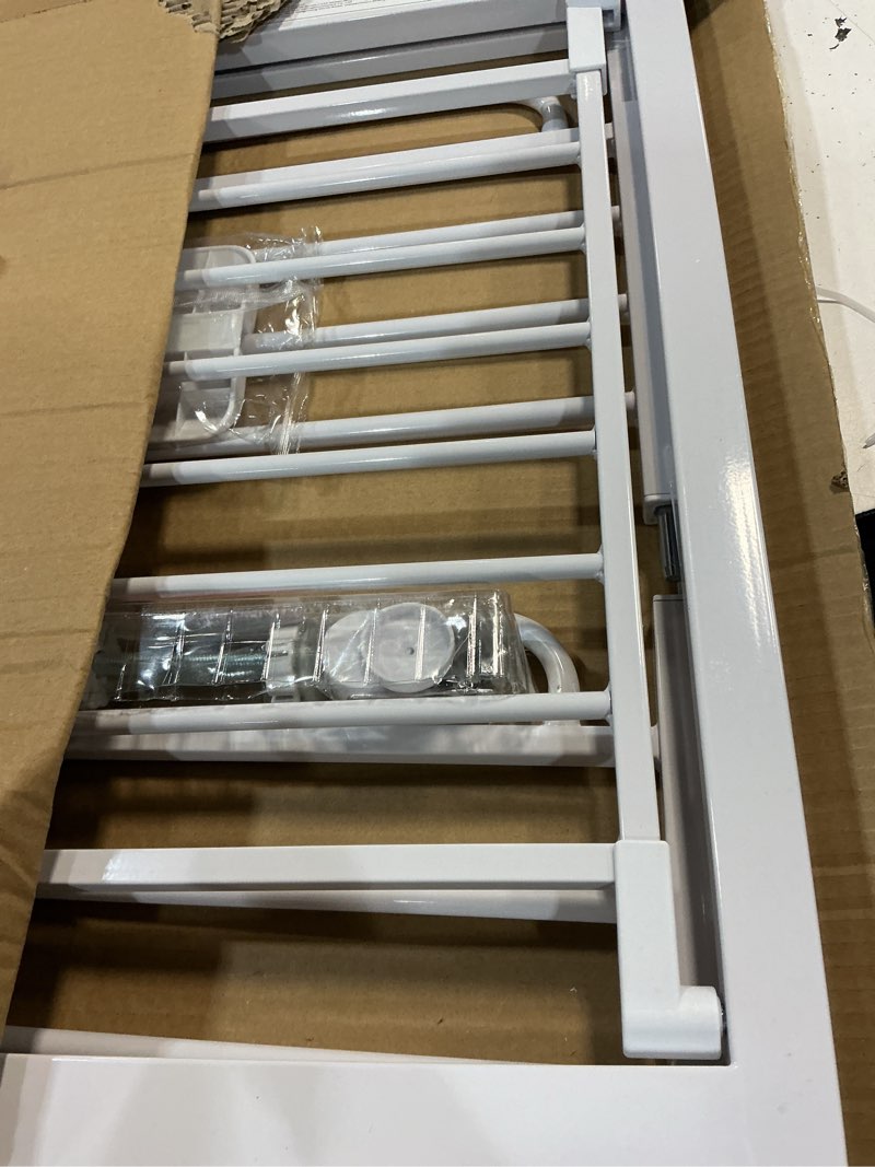 Condition photo showing Good Condition for extra wide baby gate with door 53.4-62 inch pressure mounted, auto close child baby gates for doorways no drill, walk through dog gate indoor for the house, white