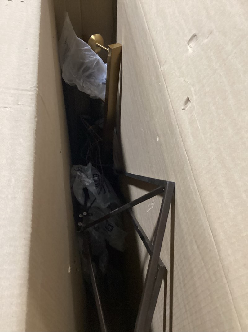 Condition photo showing As Is for JONATHAN Y JYL7439D Pagoda 49" 6 Light Linear Classic Traditional Metal LED Pendant Farmhouse Dining Room Living Room Kitchen Foyer Bedroom Hallway, 49 in, Oil Rubbed Bronze/Brass Gold