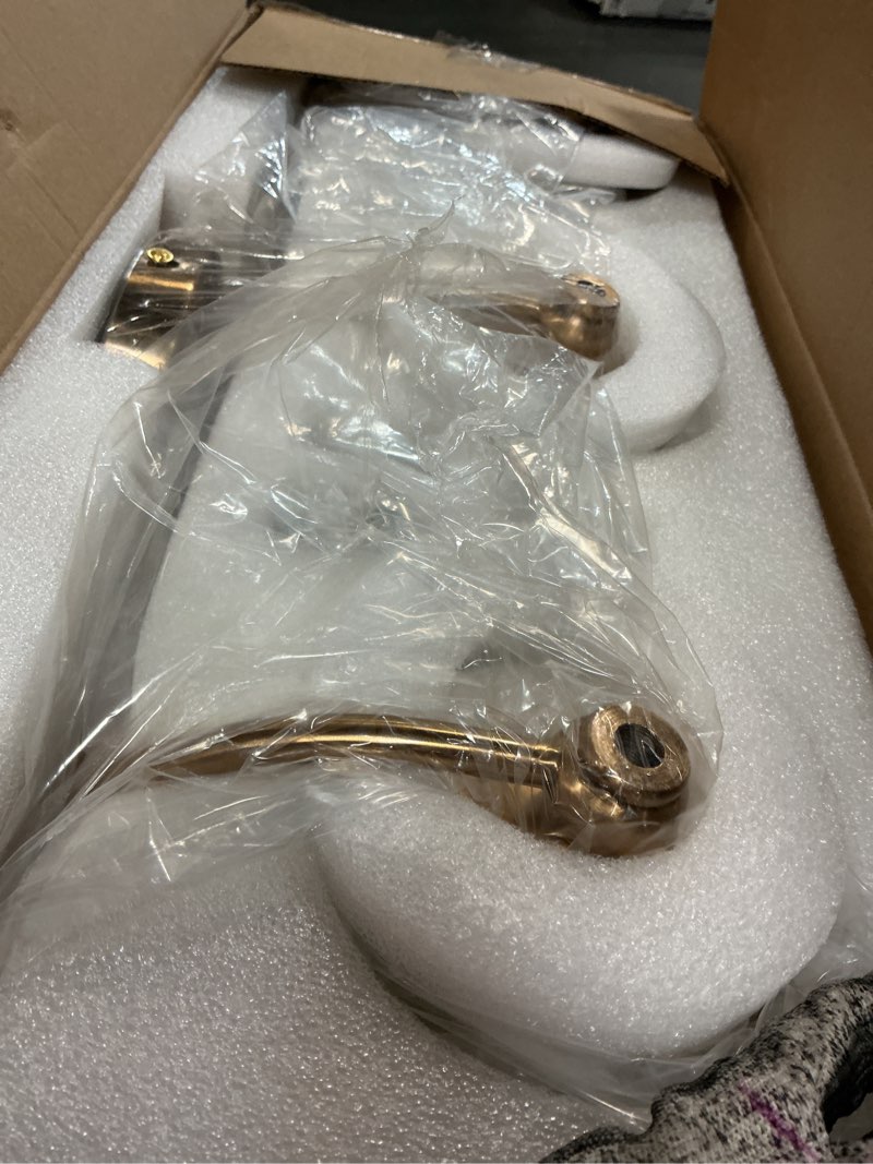 Condition photo showing Good Condition for brushed gold bathroom vanity light, farmhouse brass bathroom light fixtures over mirror, 3 light vanity lighting fixtures, flower glass shade wall sconce lighting 3 light gold