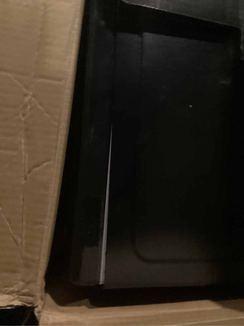 Condition photo showing New/Like New for black+decker em031mb11 digital microwave oven with turntable push-button door, child safety lock, 1000w, 1.1cu.ft, black & stainless steel, 1.1 cu.ft