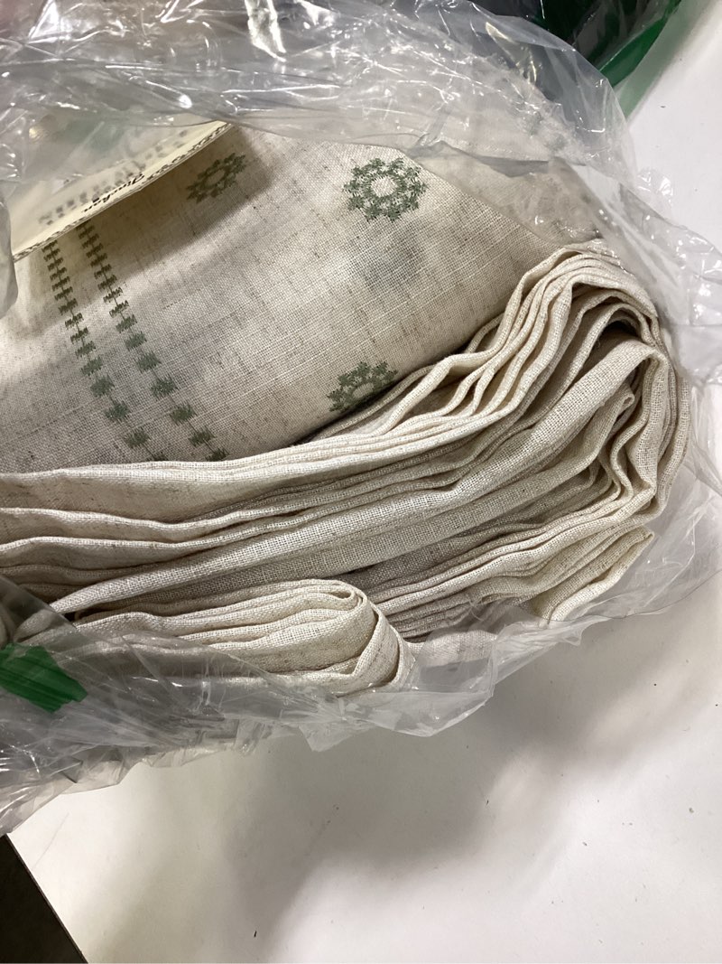 Condition photo showing Good Condition for jinchan Winslow 4 Panel Curtains Set 96 Inch Length Embroidered Bordered Floral Curtains for Living Room Farmhouse Decor Light Filtering Window Treatments Sage on Beige Drapes 4 Panels 50"W x 96"L (Pack of 4) *Linen Sage