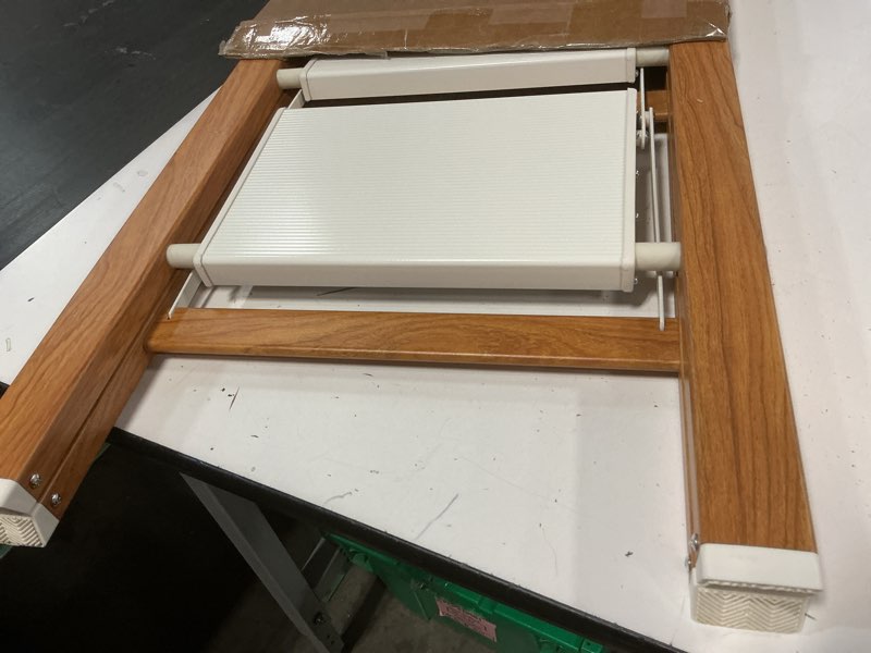 Condition photo showing Good Condition for 2-step aluminum ladder,lightweight folding step stool with extra-wide anti-slip steps,330 lbs capacity,compact space-saving design for home,kitchen and office?white&woodgrain? white&woodgrain 2 step