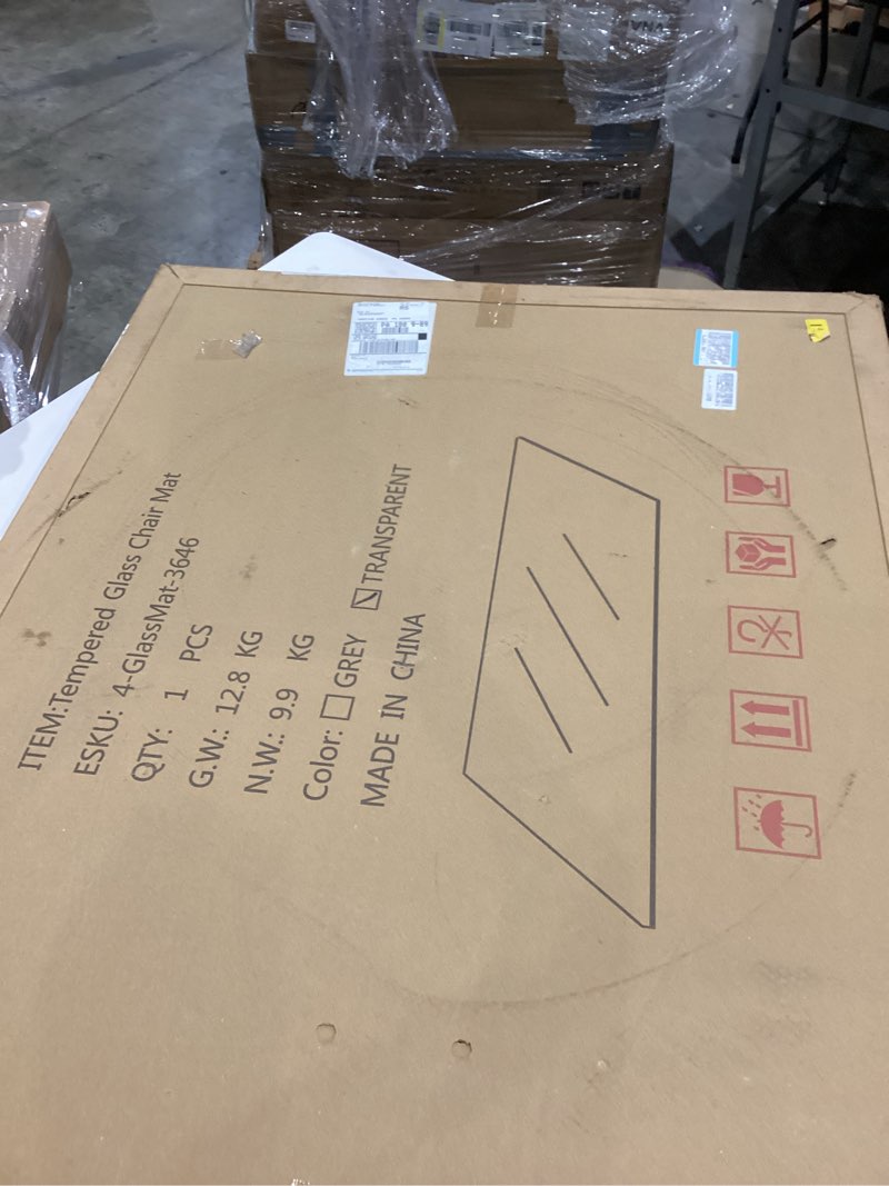 Condition photo showing New/Like New for 36" x 46" chair mat for carpet - office chair mat - tempered glass floor mat for home/office/carpet clear computer floor mat - with 4 anti-slip pads transparent 36" x 46"
