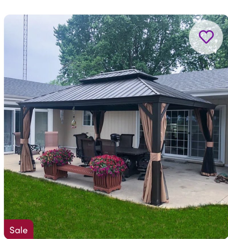 (incomplete) purple leaf 12' x 16' hardtop gazebo canopy for patio deck backyard heavy duty outside sunshade with netting and curtains outdoor permanent metal pavilion similar to stock photos 