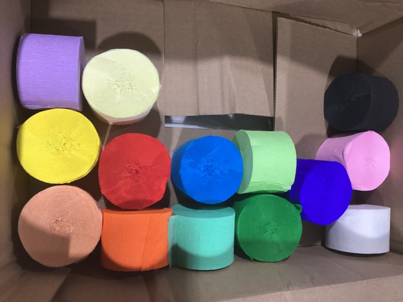 Condition photo showing As Is for *(14 only)Rolls Crepe Paper Streamers, Colors Rainbow Pastel Streamers Party Supplies for Birthday Party Baby Shower Rainbow DIY Christmas Halloween Wedding Ceremony Various Large Festivals Decoration Color A