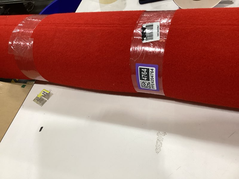 Condition photo showing As Is for pbhepj 4ft x 20ft extra thick red carpet runner for party, non-slip tpr rubber backed red rug, wedding and events decorations, reusable