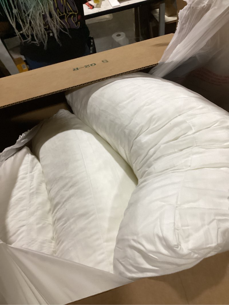 Condition photo showing As Is for item similar to photo) olixis memory foam pillows for sleeping 3 pack queen size bed pillows for adults with removable washable cover breathable mesh gel cooling technology firm support for back and side sleepers pure white pure white 24.2\"d x 16.03\"w x 4.75\"h 3