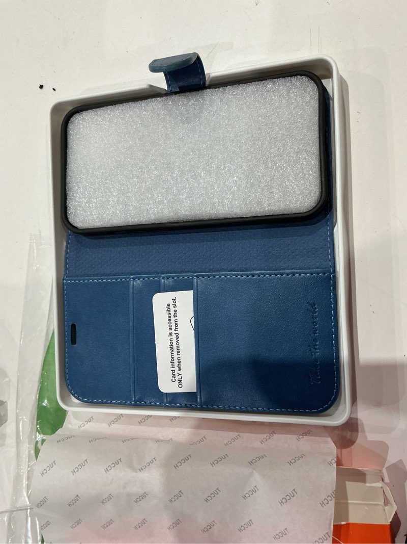 Condition photo showing Good Condition for tucch wallet case for iphone 13 5g, rfid blocking card slot holder [tpu interior protective case], magnetic folio pu leather stand flip cover compatible with iphone 13 6.1" 2021, lake blue blue (light blue)