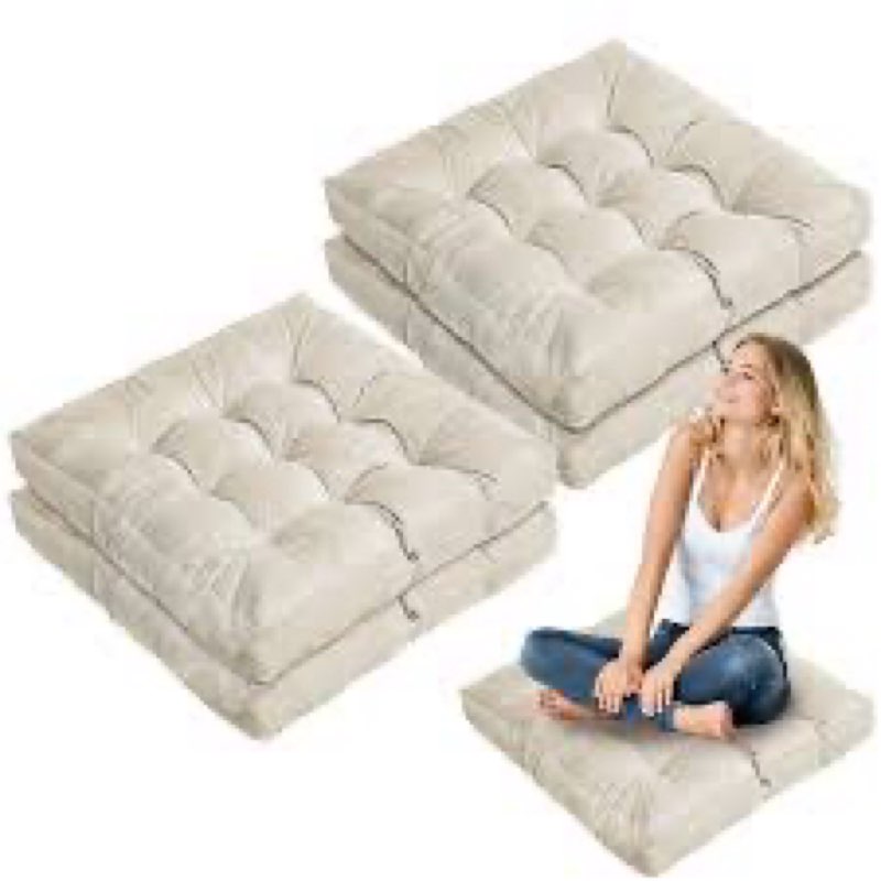 Jerify Floor Pillow Cushions 22 x 22 Inch Round Square Large Meditation Floor Pillow for Classroom A