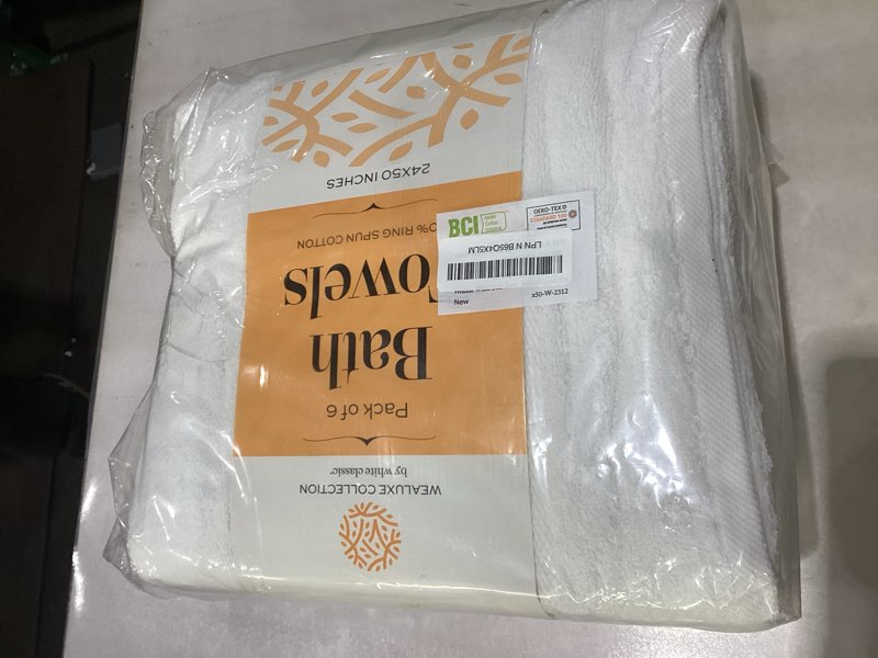 Condition photo showing As Is for Utopia Towels 6 Pack Medium Bath Towel Set, 24 by 48 Inches, 500 GSM 100% Ring Spun Cotton, Lightweight and Highly Absorbent Quick Drying Premium Towels for Hotel, Spa and Bathroom, White 24" x 48" - 6 Pack White