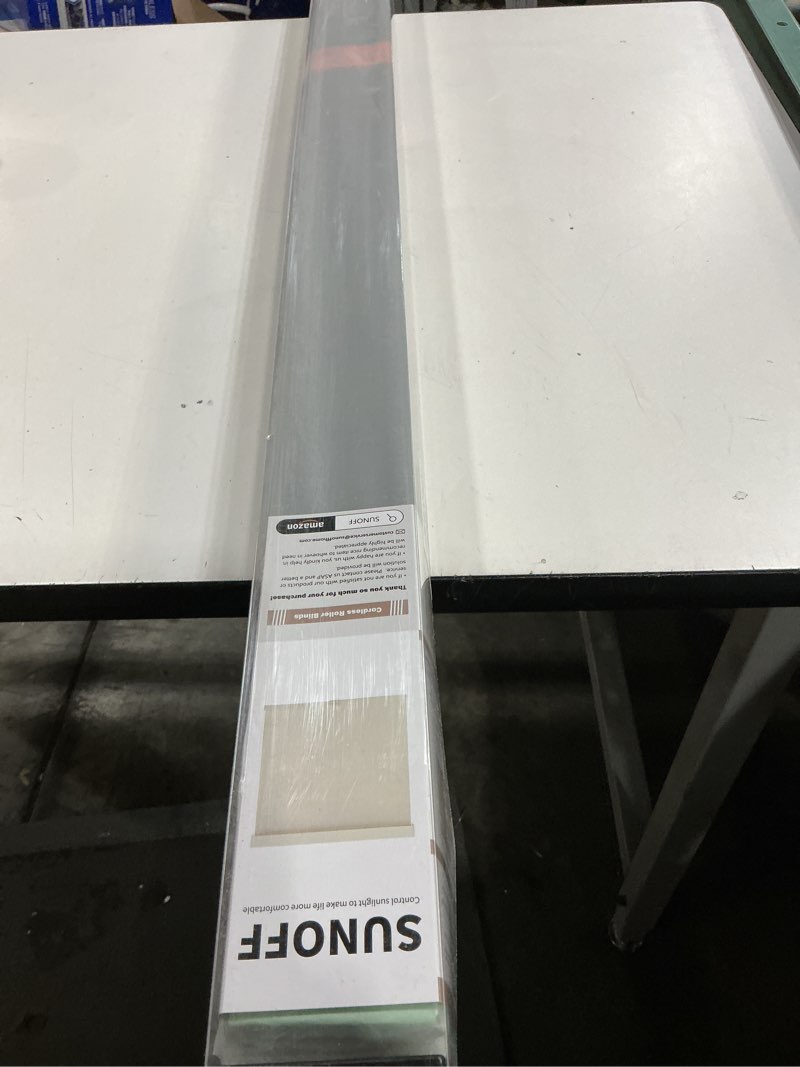 Condition photo showing New/Like New for Cordless Blackout Roller Shades Blinds for Windows Free-Stop,Pull Down Room Darkening with Valance,Thermal Insulated Woven Fabric Window Door Blinds for Home,Office,Black 46" W x 72" L 46"W x 72"H Black