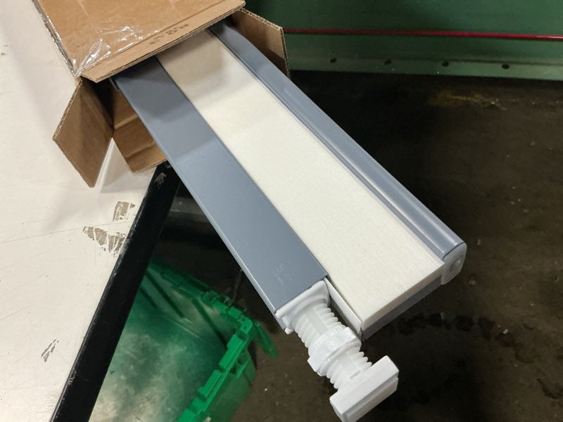 Condition photo showing As Is for LazBlinds Cordless Cellular Shades, No Tools No Drill Light Filtering Honeycomb Shades Pleated Blinds for Windows, 32'' W x 64'' H, Dark Grey Light Filtering-dark Grey 32'' W x 64'' H