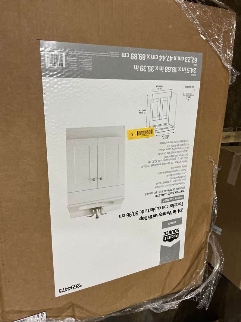 Condition photo showing Good Condition for Project Source Dover 24-in True White Single Sink Bathroom Vanity with White Cultured Marble Top