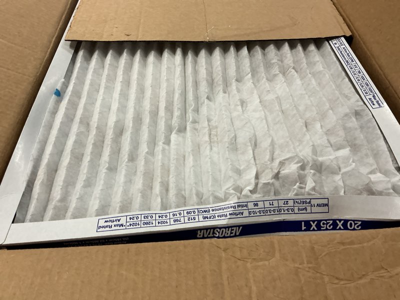 Condition photo showing Good Condition for aerostar 20x25x1 merv 6 pleated air filter, ac furnace air filter, 6 pack (actual size: 19 3/4"x24 3/4"x3/4") 6 pack merv 6 basic