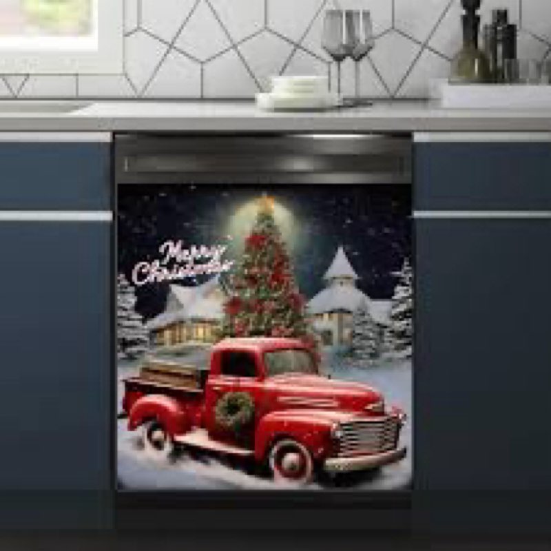 Christmas Red Truck Magnet Dis Dishwasher, Magnetic 23*