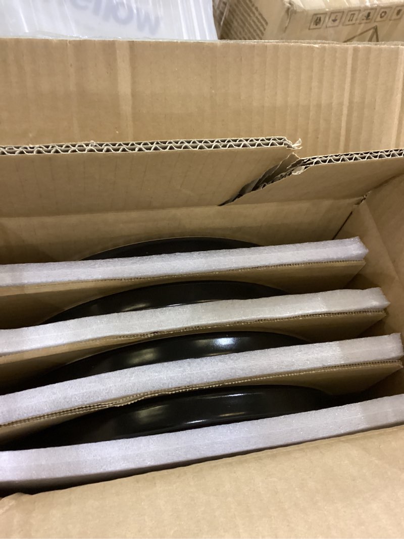 Condition photo showing Good Condition for E-far Stoneware Dinnerware Sets, 12-Piece Plates and Bowls Dish Set for 4, Kitchen Modern Dinning Ware, Chip and Scratch Resistant, Microwave & Dishwasher Safe, Matte Black 12 Matte Black