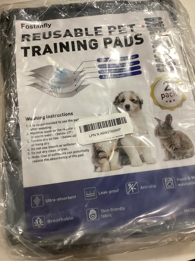 Condition photo showing Good Condition for Fostanfly Washable Pee Pads for Dogs, 2 Pack Large 36"x41" Ultra-Absorbent and Leak-Proof Non-Slip Reusable Potty Training Pads for Dogs, Cats, Puppy, Potty Training of Add 8 Lanyards Gray 36*41 Inch (Pack of 2)