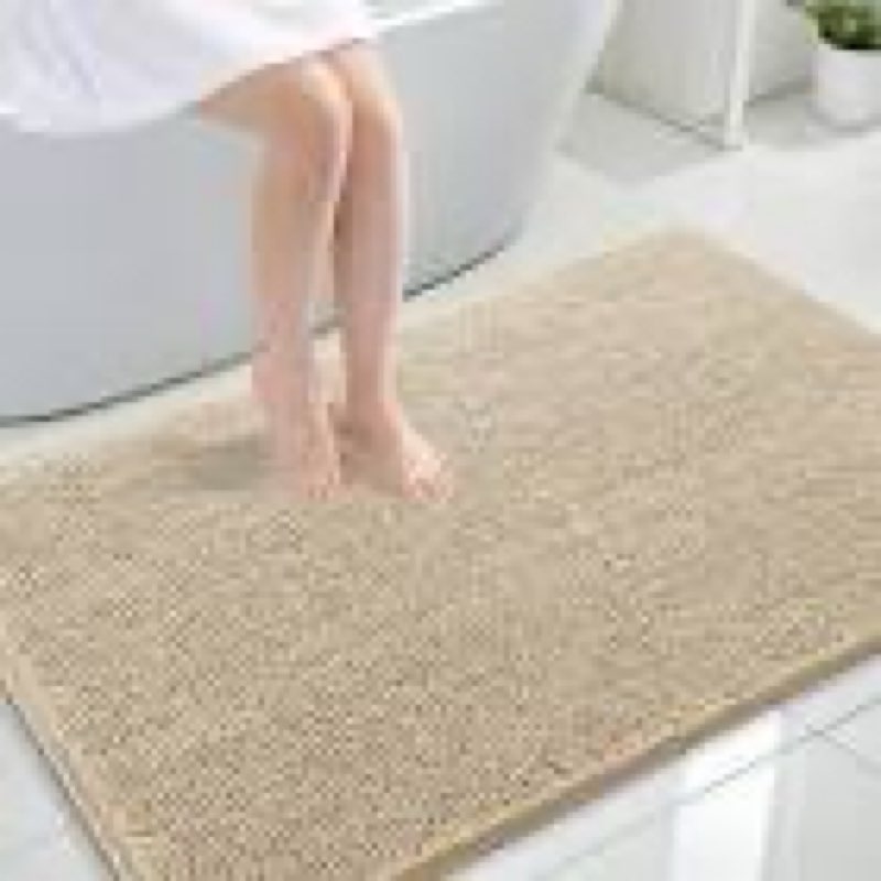 olanly large bathroom rugs 47x32, extra soft absorbent chenille bath rugs, rubber backing quick dry,