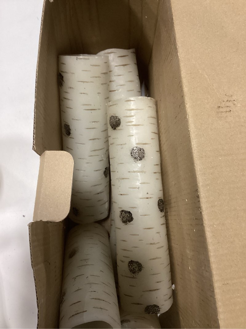 Condition photo showing As Is for Vinkor Flameless Candles Battery Operated Candles Birch Effect 4" 5" 6" 7" 8" 9" Set of 9 Real Wax Pillar LED Candles with 10-Key Remote Control 2/4/6/8 Hours Timer Birch 4" 5" 6" 7" 8" 9"